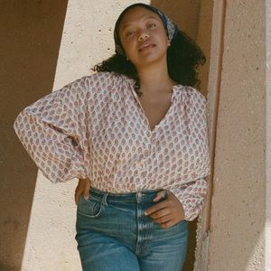 Doen the Jane Blouse in Traveler Block Print